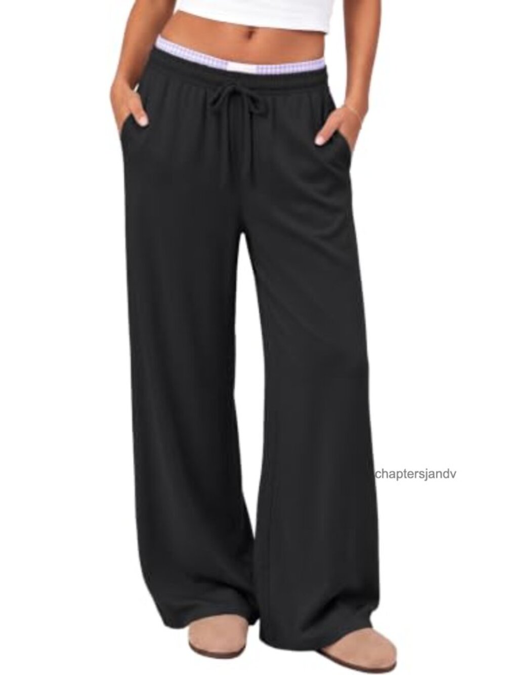 Wide Leg Sweatpants Lounge Pants with Pockets Relaxed Pull-On